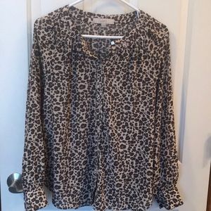 LOFT cheetah blouse medium